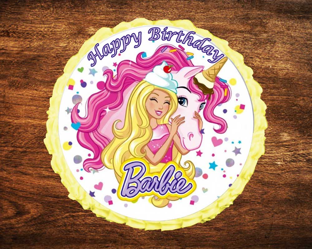 Barbie Unicorn Photo Cake