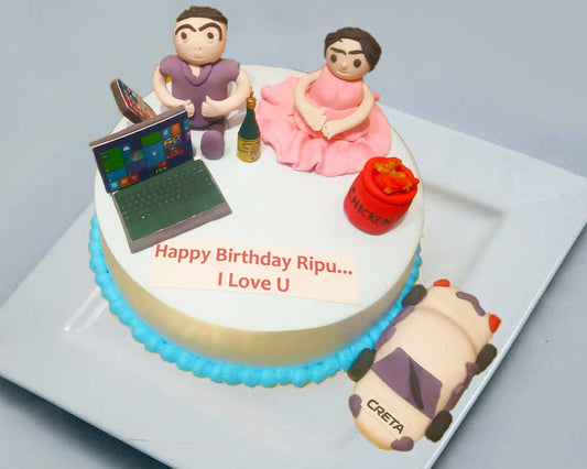 Couple Fondant Character Cake