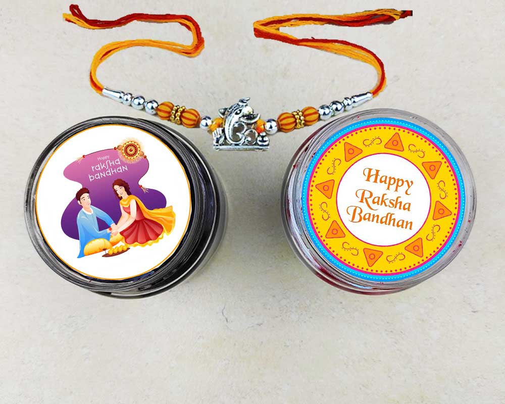 Raksha Bandhan Jar Combo D2 - 2 pc & Rakhi