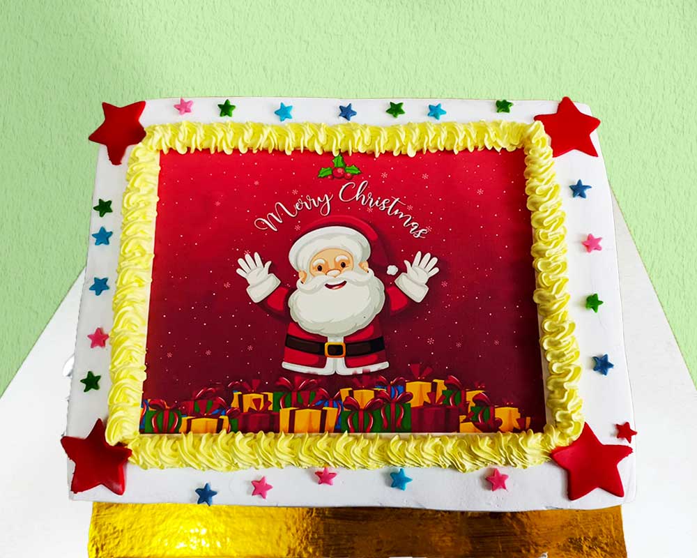 Santa Gifts Rectangle Cake Large