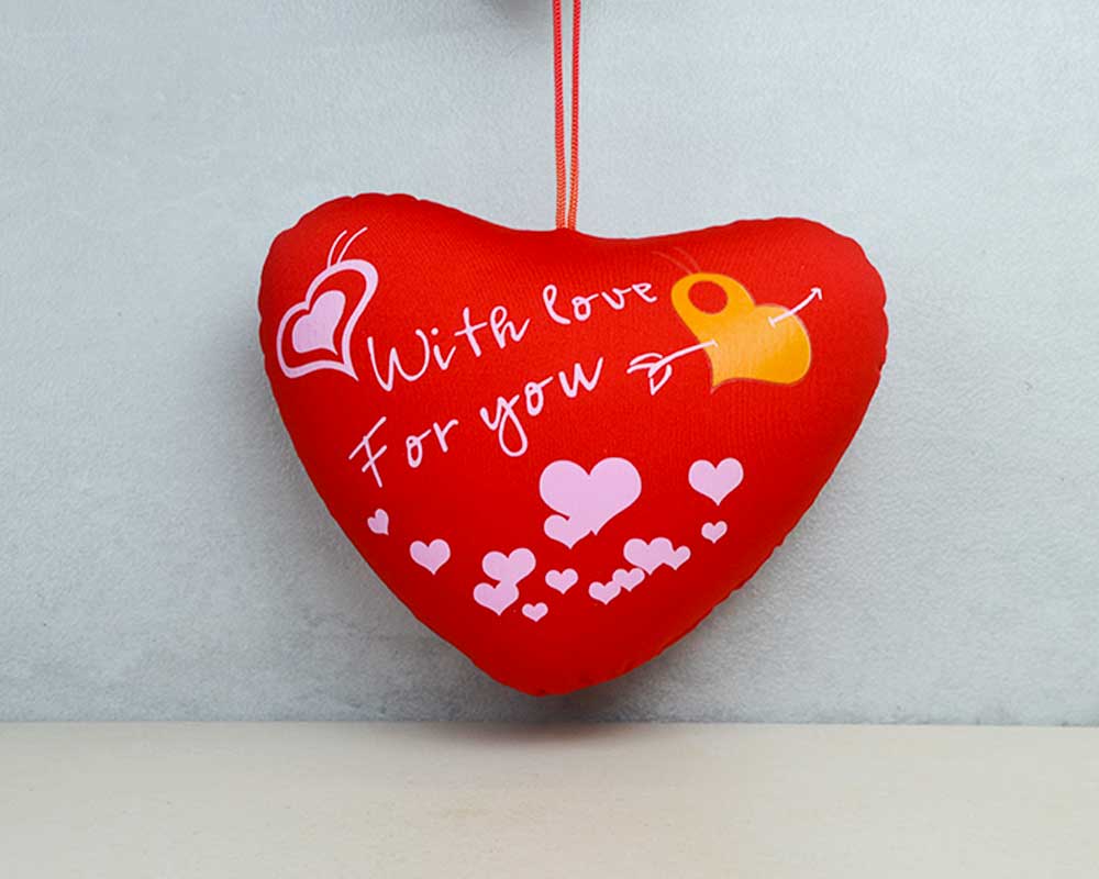 With Love For You Heart Shape Soft Message Cushion