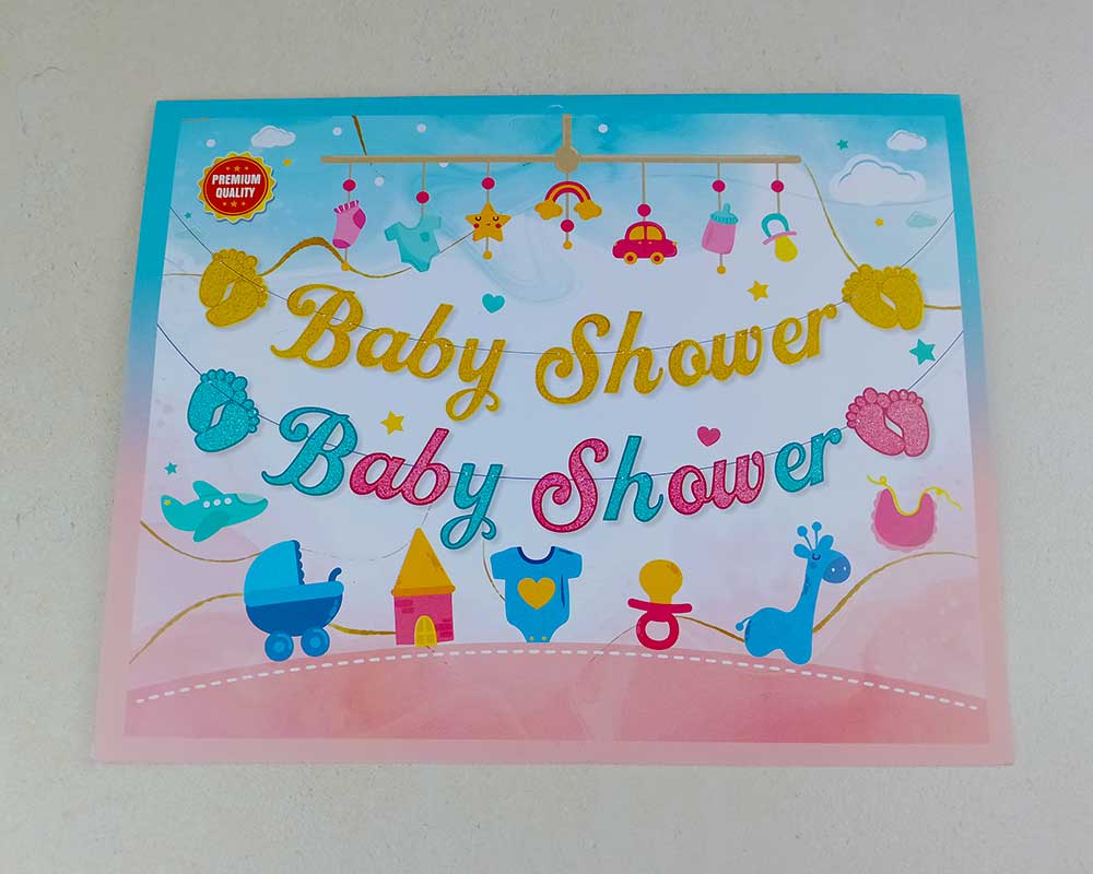 Baby Shower Wall Decoration Banner - Golden