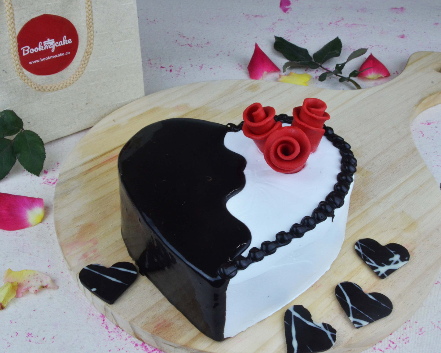 Black And White Heart Cake