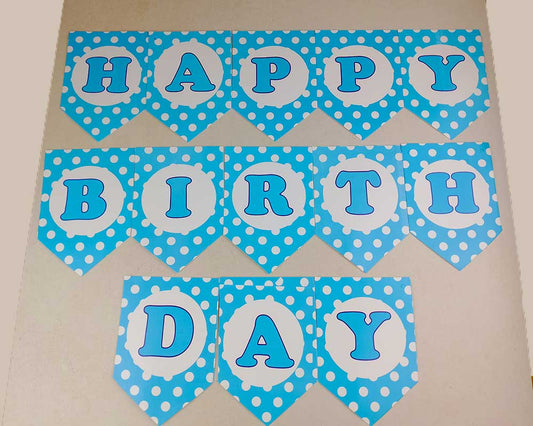 Happy Birthday Banner - Blue Polka