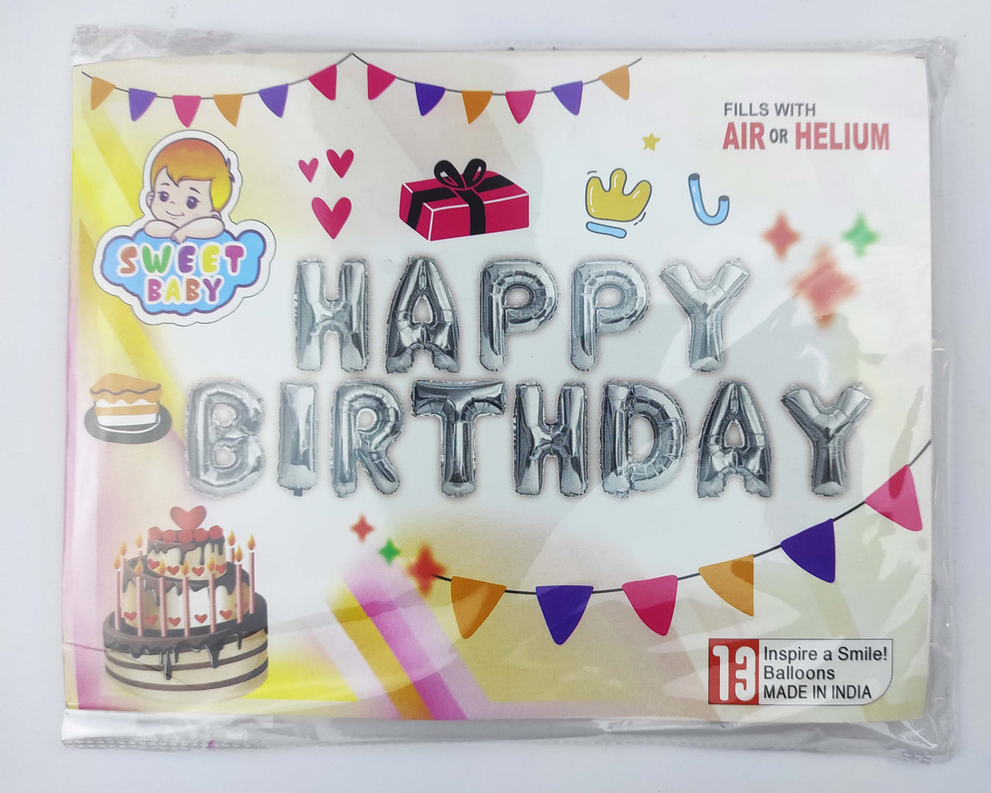 Happy Birthday Foil Balloon Silver