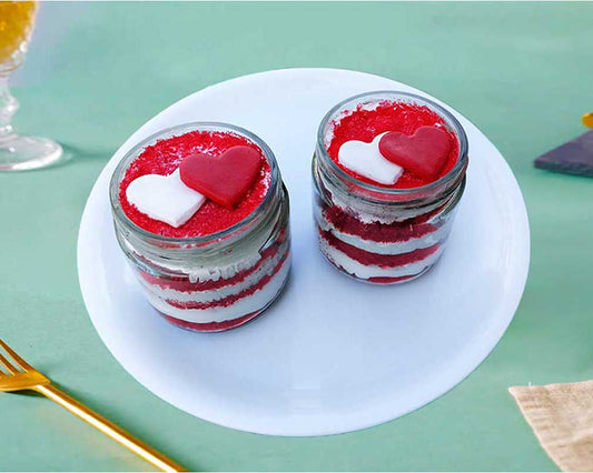 Set of 2 Red Velvet twin heart Jars