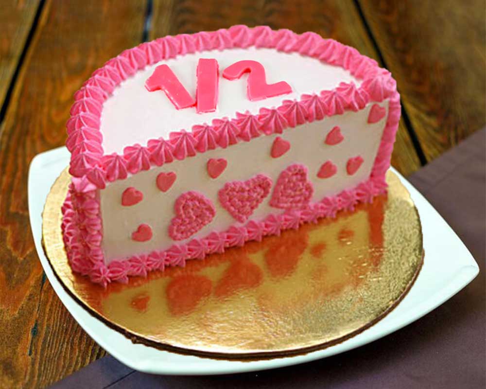 Six month pink cake - Half Cake