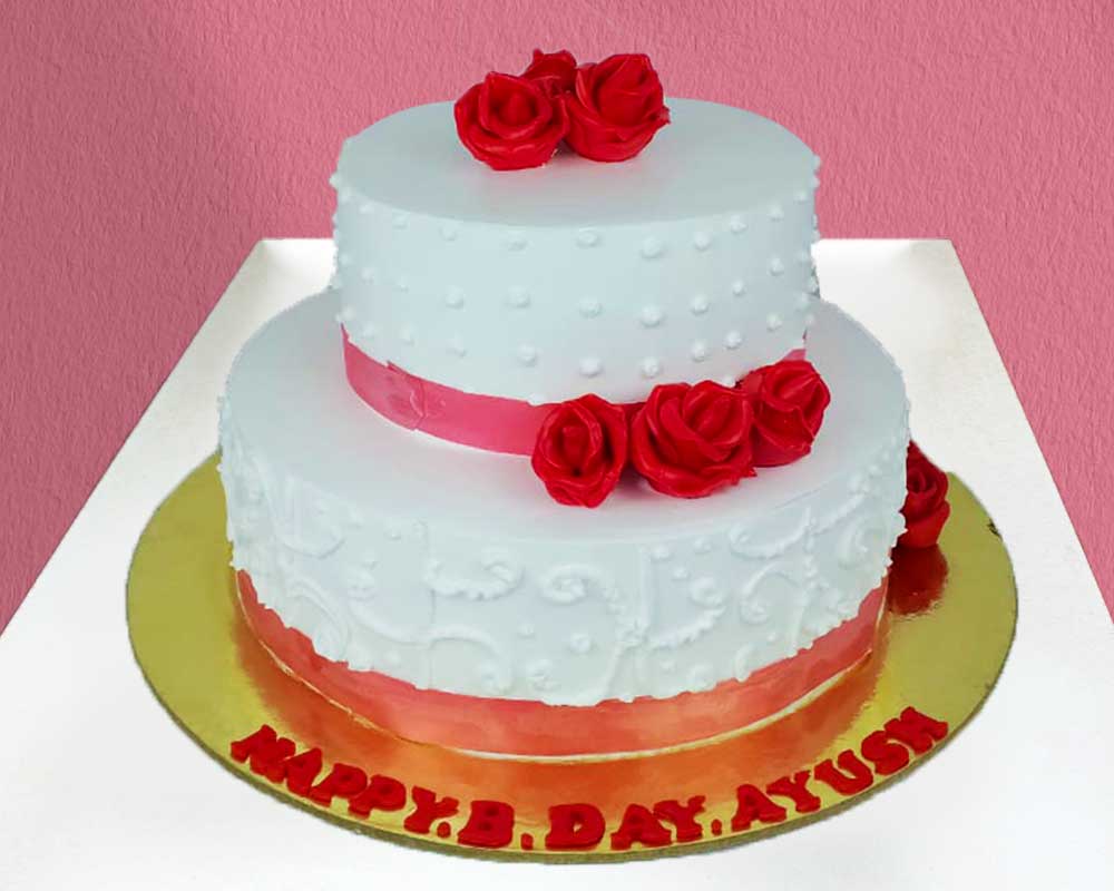 Golden 2 tier 4 kg Anniversary Cake |Online Cake Delivery | Eggless Cakes -  Cake Square Chennai | Cake Shop in Chennai